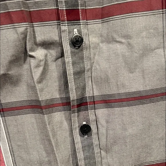 Express Men's Checkered Shirt - Charcoal, Crimson, and Ivory - Picture 5 of 10